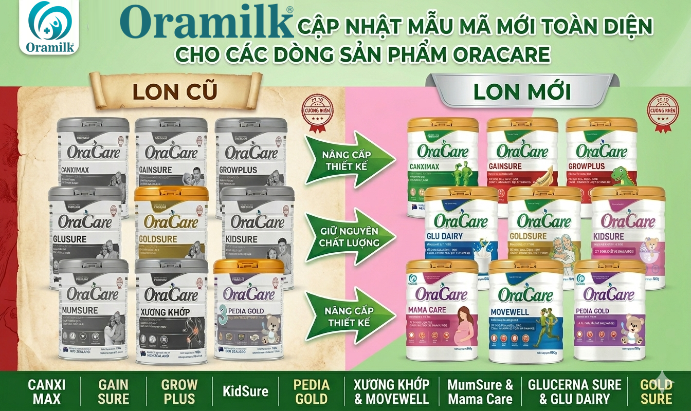 THÔNG BÁO: THAY ĐỔI DIỆN MẠO MỚI DÒNG SẢN PHẨM DINH DƯỠNG ORACARE